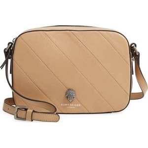Kurt Geiger London Kensington Camel Tan Quilted Leather Crossbody Bag